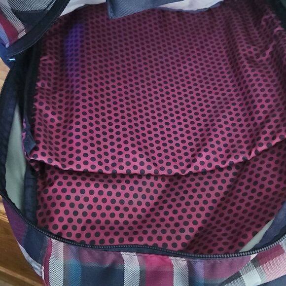 Dakine Laptop Backpack Garden Plaid - Gray Navy Purple Travel School - Picture 4 of 12